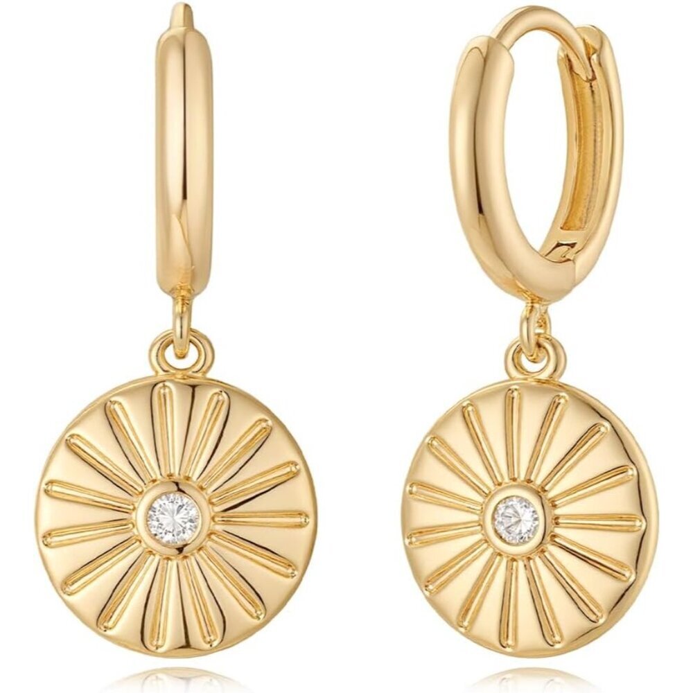 Women Earrings Gold Huggie Hoop Dangle Drop 14K Gold Plated Small Simple Hypoall